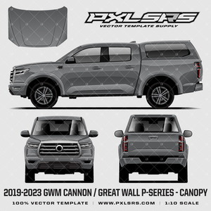 2019-2023 GWM Cannon / Great Wall P-Series Double Cab + Canopy '100% Vector' Template