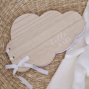 Wooden Hello Baby Cloud Baby Shower Guest Book - Pixie Party Boutique