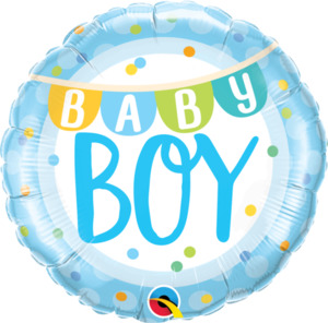 Baby Boy banner & dots foil balloon - Pixie Party Boutique