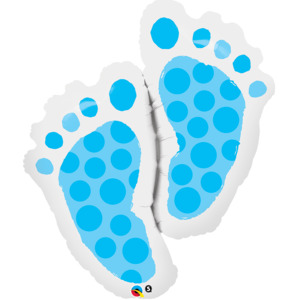 Products: Baby Footprint shaped foil balloon - blue - Pixie Party Boutique