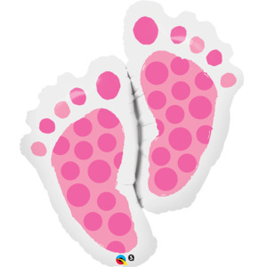 Baby Footprint shaped foil balloon - pink - Pixie Party Boutique