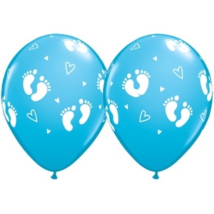 Baby Footprints balloons - blue - Pixie Party Boutique