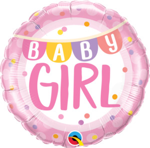 Products: Baby Girl banner & dots foil balloon - Pixie Party Boutique