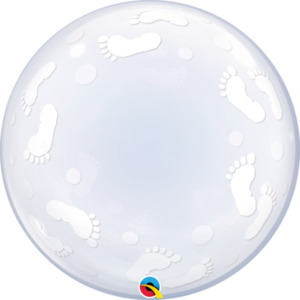 Deco bubble balloon - baby footprints - Pixie Party Boutique