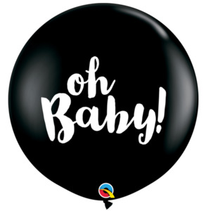 Products: Giant Oh Baby print balloon - black - Pixie Party Boutique