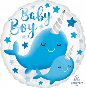 Narwhal baby boy foil balloon - Pixie Party Boutique