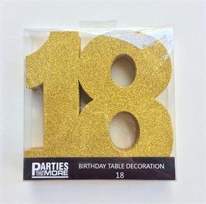 Foam Glitter Number 18 Centrepiece - gold - Pixie Party Boutique