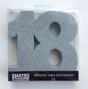 Foam Glitter Number 18 Centrepiece - silver - Pixie Party Boutique