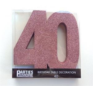 Foam Glitter Number 40 Centrepiece - rose gold - Pixie Party Boutique
