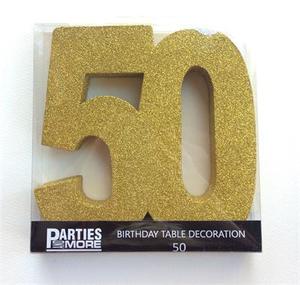 Products: Foam Glitter Number 50 Centrepiece - gold - Pixie Party Boutique