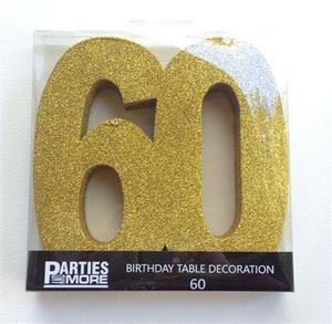 Products: Foam Glitter Number 60 Centrepiece - gold - Pixie Party Boutique
