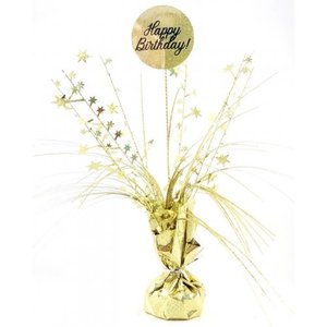 Happy Birthday Holographic Gold Spray Centrepiece - Pixie Party Boutique