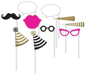 Black & Gold Photo Booth Props - Pixie Party Boutique