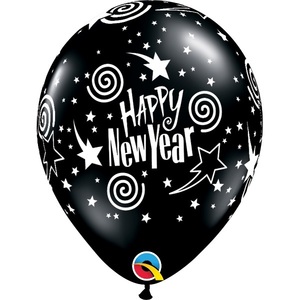 Products: Happy New Year balloon - black - Pixie Party Boutique