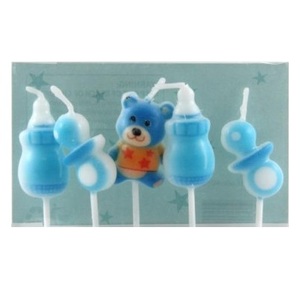 Products: Baby shower candles set - blue - Pixie Party Boutique