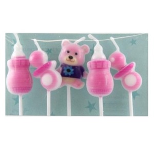 Products: Baby shower candles set - pink - Pixie Party Boutique