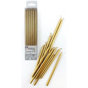 Products: Gold metallic slim candles 12pk - Pixie Party Boutique