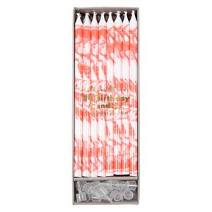 Neon Coral Marbled Candles - Pixie Party Boutique