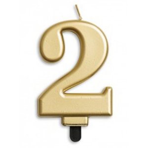 Products: Number 2 candle - gold - Pixie Party Boutique