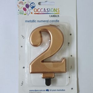 Number 2 candle - rose gold - Pixie Party Boutique