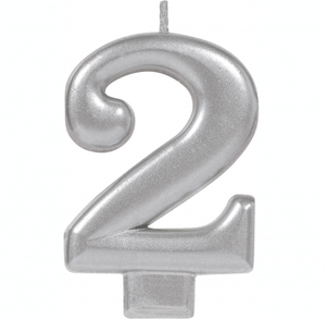 Products: Number 2 candle - silver - Pixie Party Boutique