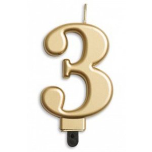 Number 3 candle - gold - Pixie Party Boutique