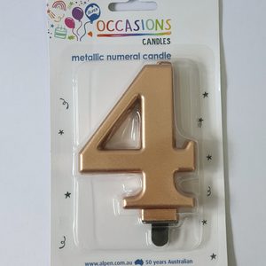 Number 4 candle - rose gold - Pixie Party Boutique
