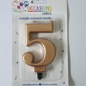 Number 5 candle - rose gold - Pixie Party Boutique
