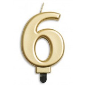 Number 6 candle - gold - Pixie Party Boutique