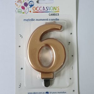 Products: Number 6 candle - rose gold - Pixie Party Boutique