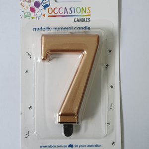 Products: Number 7 candle - rose gold - Pixie Party Boutique