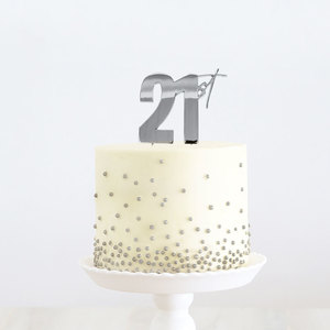 Products: 21st metal cake topper - silver - Pixie Party Boutique