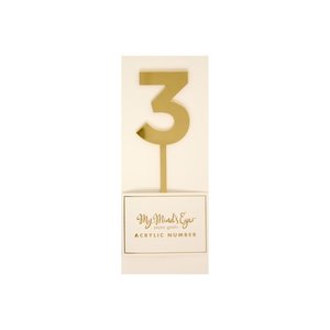 3 Gold number cake topper - Pixie Party Boutique
