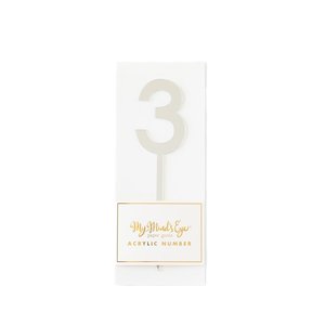 Products: 3 Silver number cake topper - Pixie Party Boutique