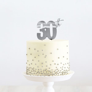 Products: 30th metal cake topper - silver - Pixie Party Boutique