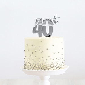 Products: 40th metal cake topper - silver - Pixie Party Boutique