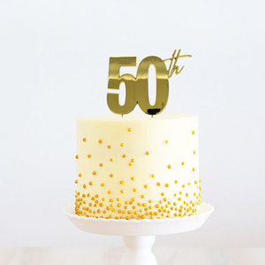 50th metal cake topper - gold - Pixie Party Boutique