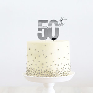 Products: 50th metal cake topper - silver - Pixie Party Boutique