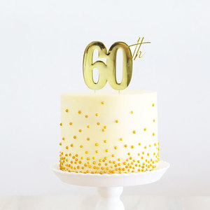 60th metal cake topper - gold - Pixie Party Boutique