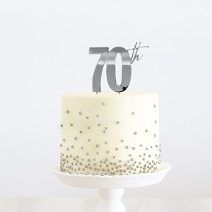 Products: 70th metal cake topper - silver - Pixie Party Boutique