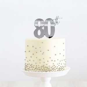 Products: 80th metal cake topper - silver - Pixie Party Boutique