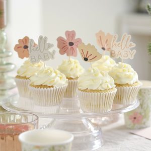Products: Floral Baby Shower cupcake toppers - Pixie Party Boutique