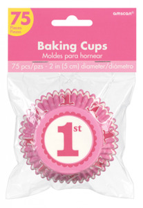 1st Birthday cupcake cases - pink - Pixie Party Boutique