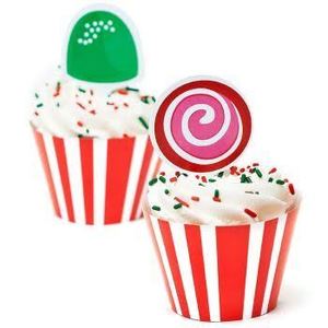 Candy Cane Cupcake Wrappers and Toppers - Pixie Party Boutique