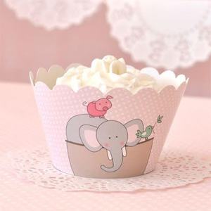 Products: Noah's Ark cupcake wrappers - pink - Pixie Party Boutique
