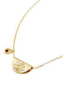 BY CHARLOTTE: Lotus Birthstone Necklace - January/Garnet