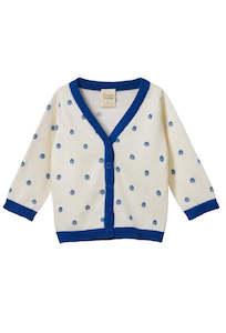 Nature Baby: Light Cotton Knit Cardigan - Daisy Daze Blue Print
