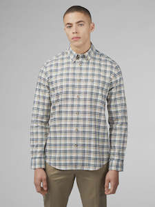 Ben Sherman: Oxford Check L/S Shirt - Snow White