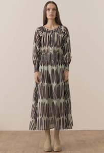 Quill Shirred Dress - Quill Print