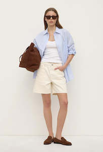 Mid Rise Vintage Denim Short - Ecru